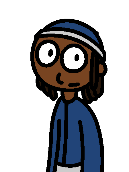 A
            dark-skinned boy with braided hair wearing a blue winter
            hat